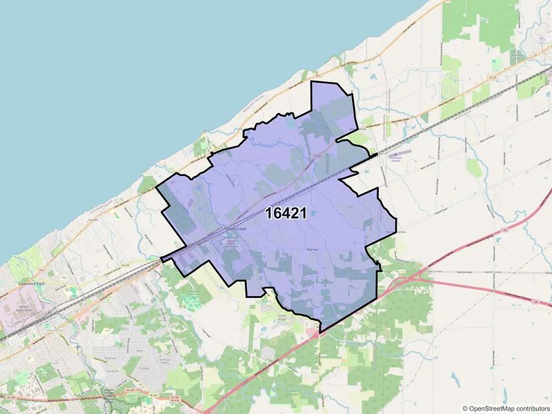 Map of ZIP Code 16421 — Harborcreek, PA