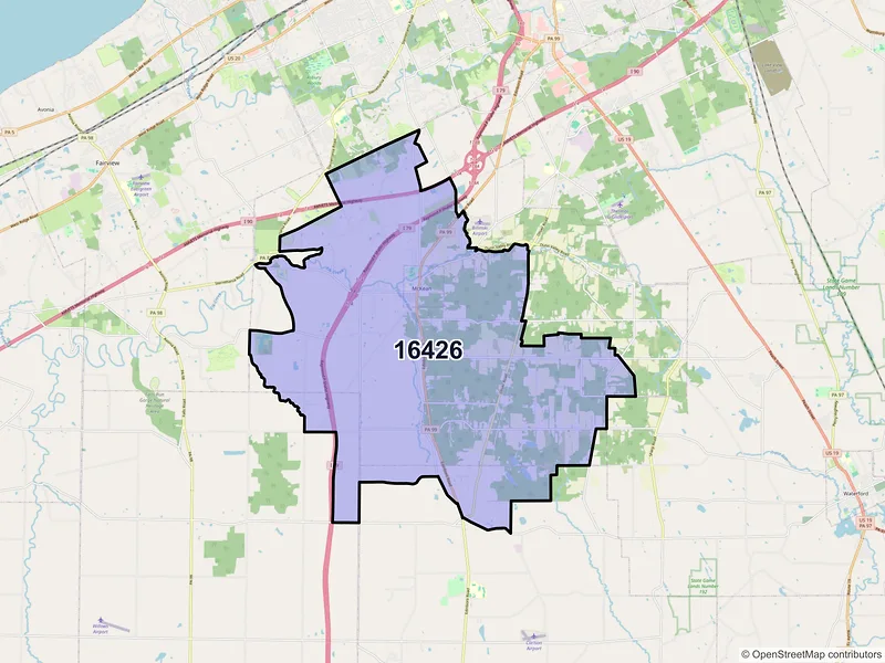 Map of ZIP Code 16426 — Mc Kean, PA