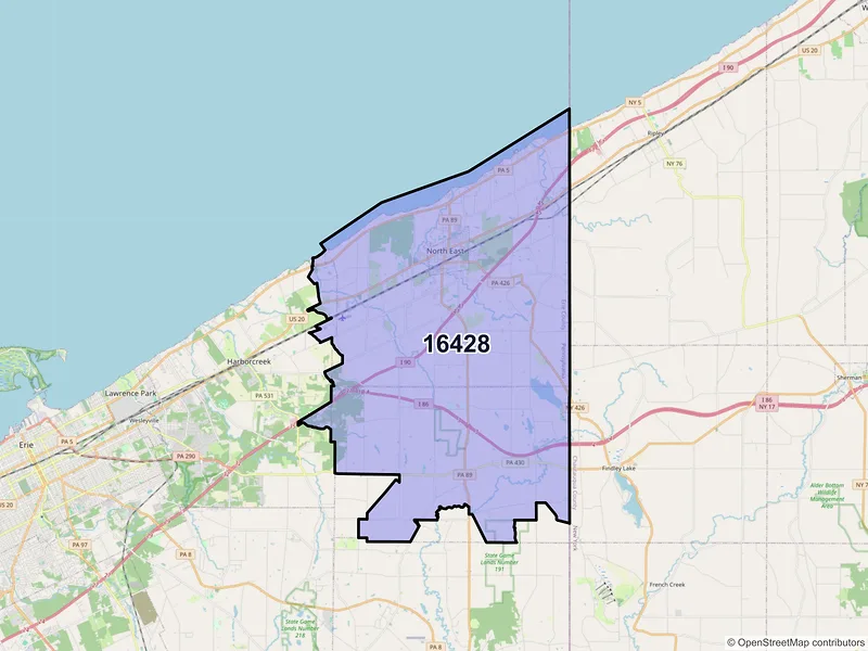 Map of ZIP Code 16428 — North East, PA