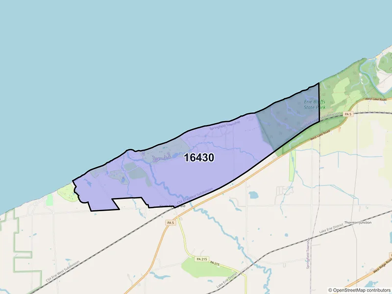 Map of ZIP Code 16430 — North Springfield, PA