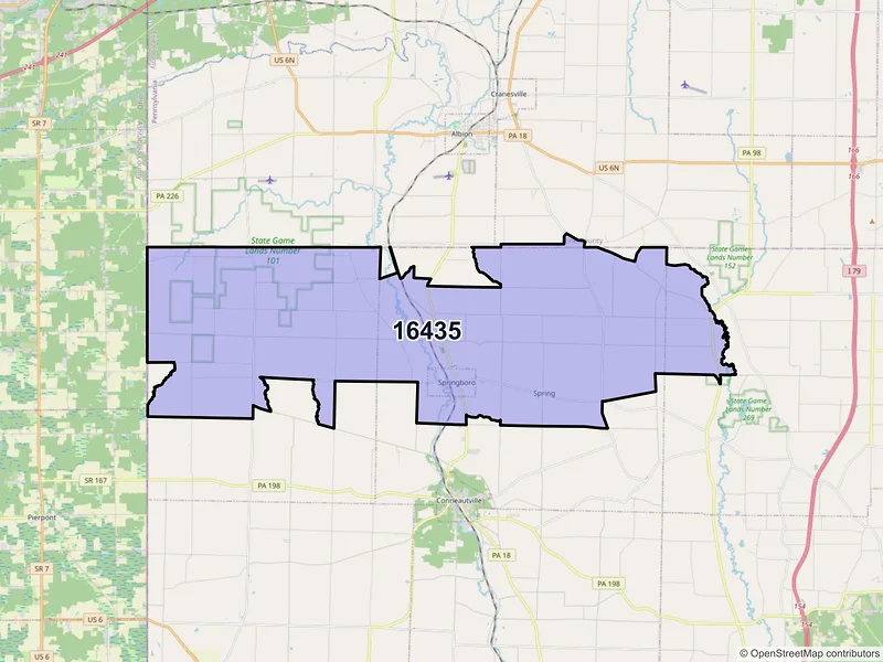 Map of ZIP Code 16435 — Springboro, PA