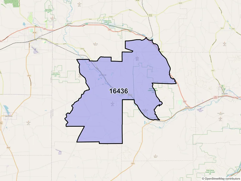 Map of ZIP Code 16436 — Spring Creek, PA