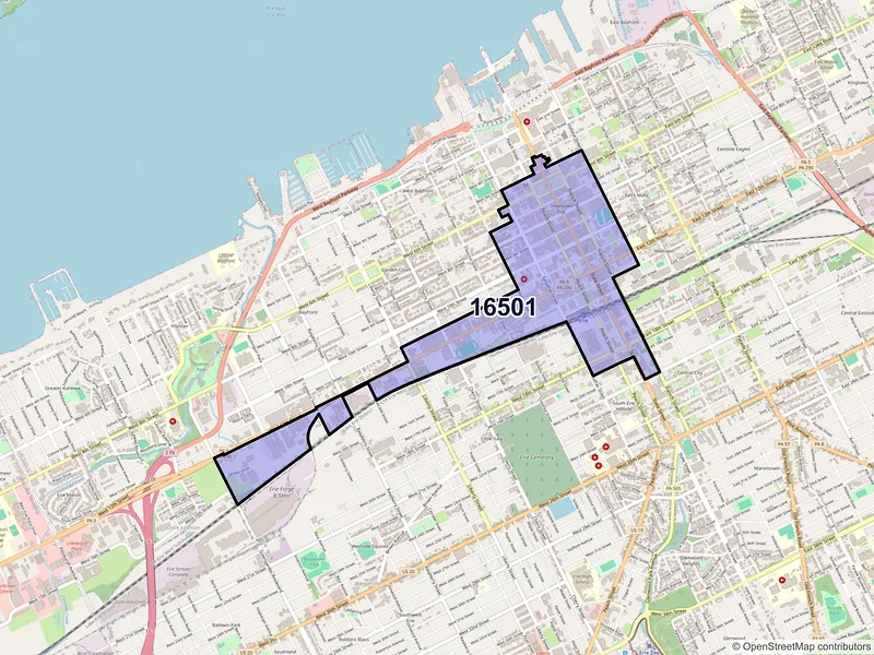 Map of ZIP Code 16501 — Erie, PA