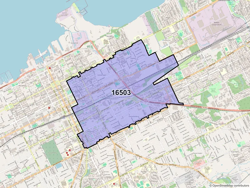 Map of ZIP Code 16503 — Erie, PA
