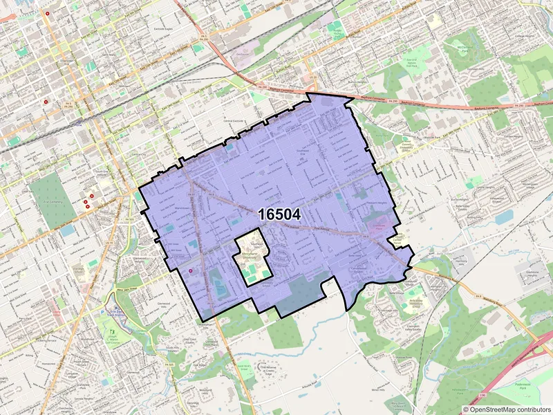 Map of ZIP Code 16504 — Erie, PA