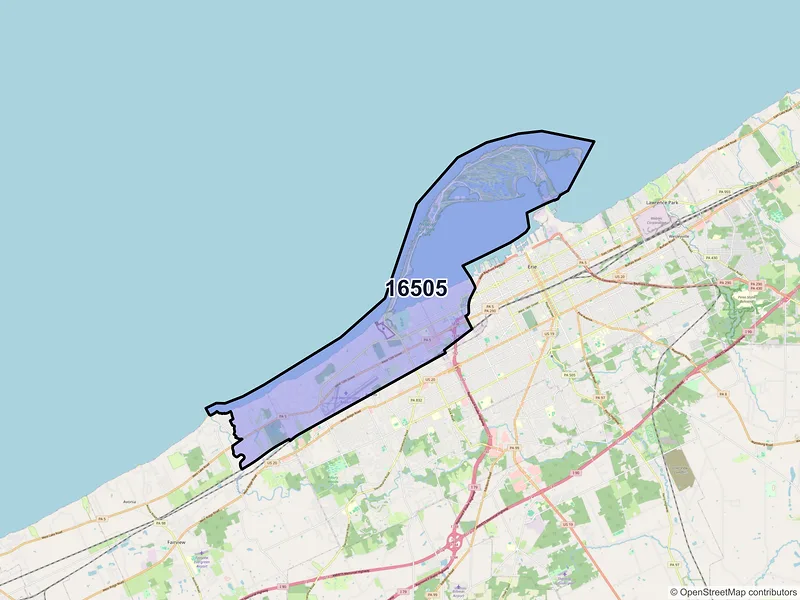 Map of ZIP Code 16505 — Erie, PA