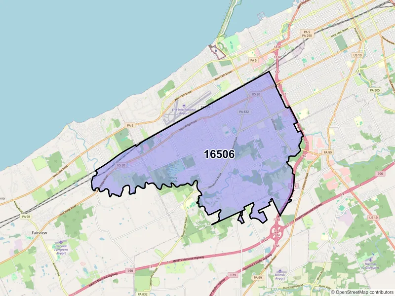 Map of ZIP Code 16506 — Erie, PA