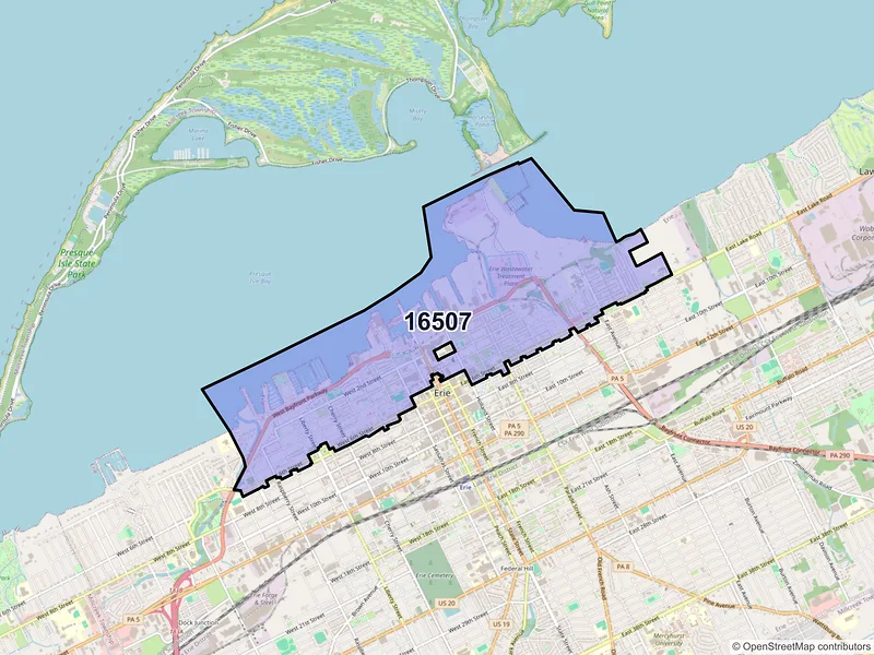 Map of ZIP Code 16507 — Erie, PA