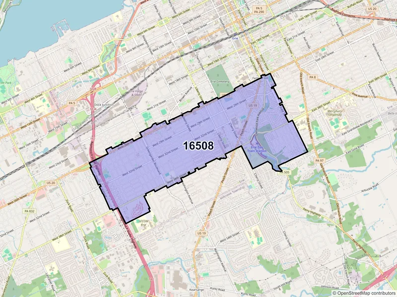 Map of ZIP Code 16508 — Erie, PA