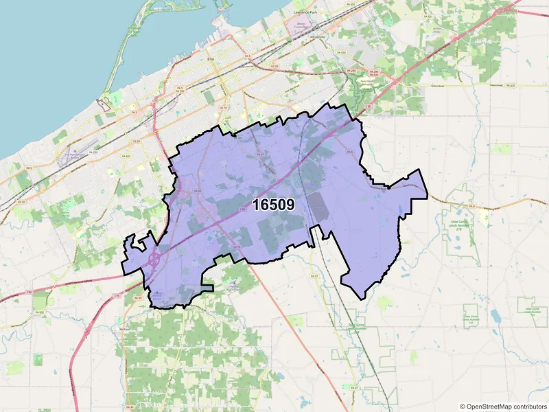 Map of ZIP Code 16509 — Erie, PA