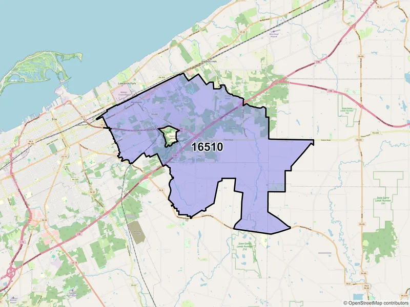 Map of ZIP Code 16510 — Erie, PA