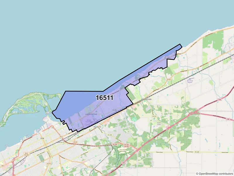 Map of ZIP Code 16511 — Erie, PA