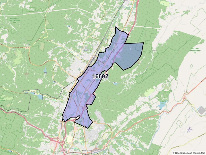 Map of ZIP Code 16602 — Altoona, PA