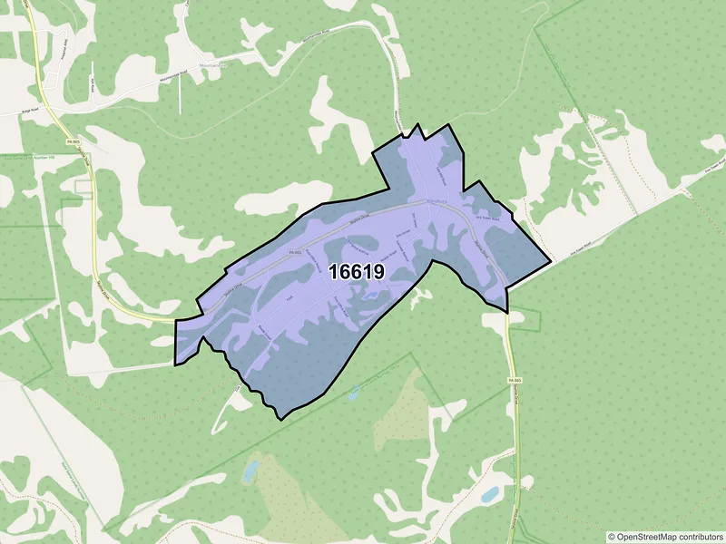 Map of Blandburg, Pennsylvania and ZIP codes