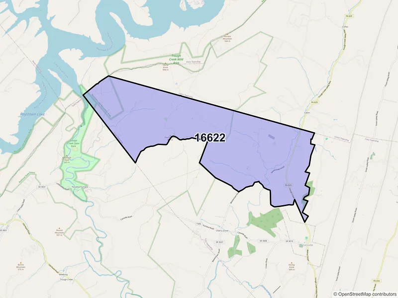 Map of ZIP Code 16622 — Calvin, PA