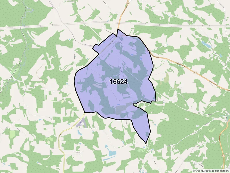 Map of Chest Springs, Pennsylvania and ZIP codes