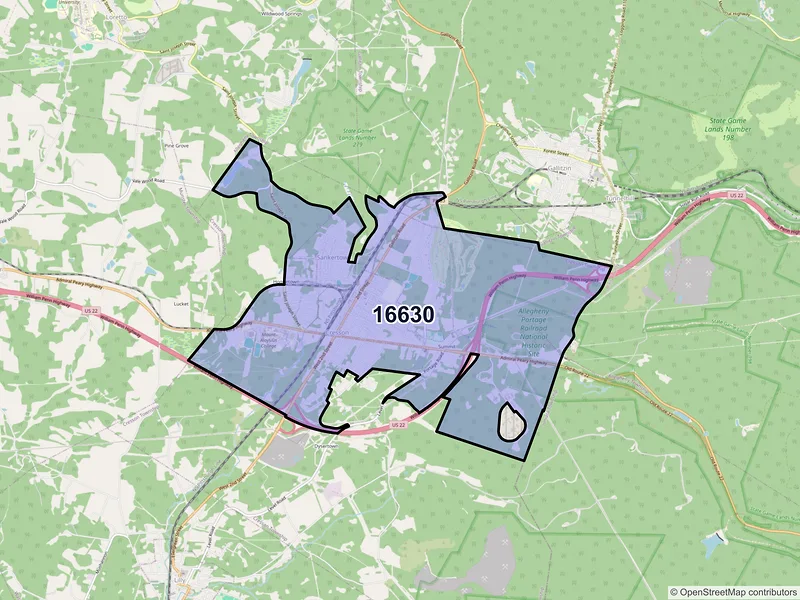 Map of ZIP Code 16630 — Cresson, PA