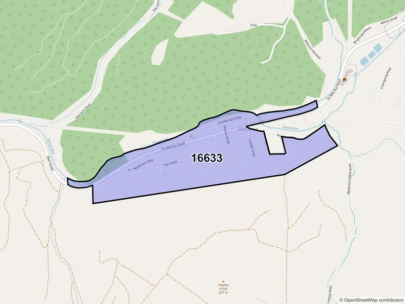 Map of Defiance, Pennsylvania and ZIP codes
