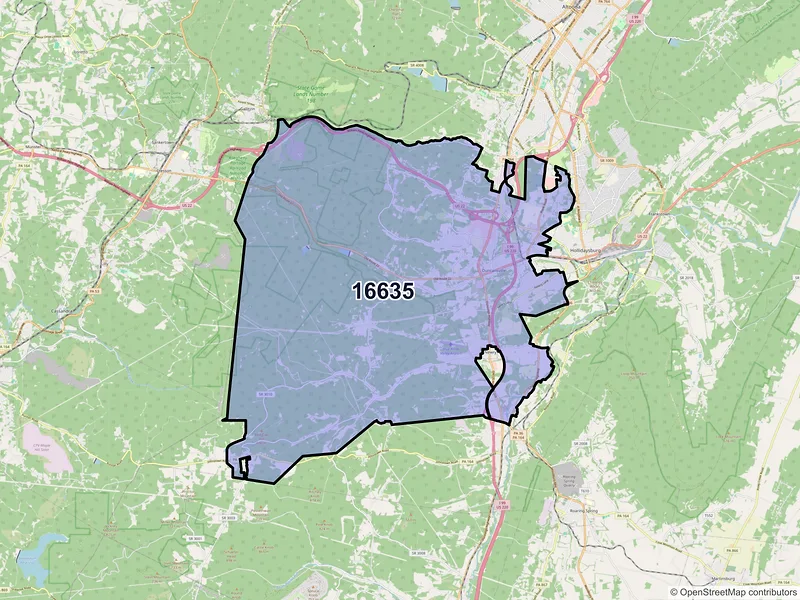 Map of ZIP Code 16635 — Duncansville, PA