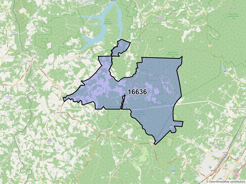Map of ZIP Code 16636 — Dysart, PA