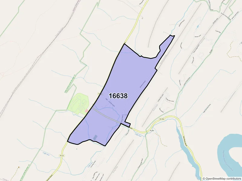 Map of ZIP Code 16638 — Entriken, PA