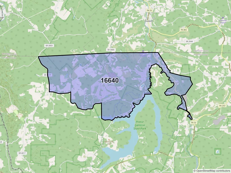 Map of ZIP Code 16640 — Flinton, PA