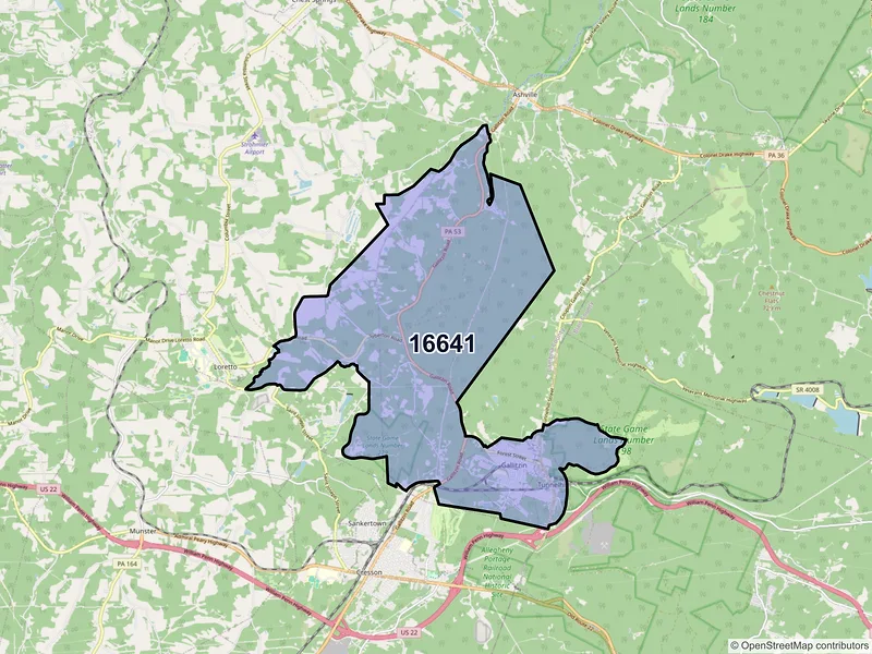 Map of ZIP Code 16641 — Gallitzin, PA