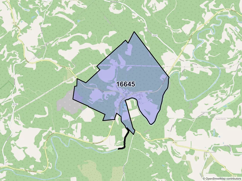 Map of ZIP Code 16645 — Glen Hope, PA