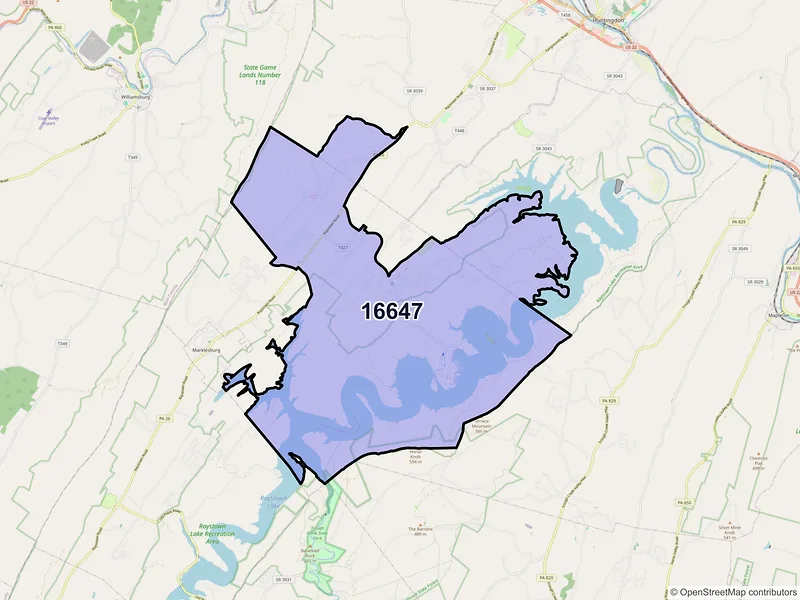 Map of ZIP Code 16647 — Hesston, PA