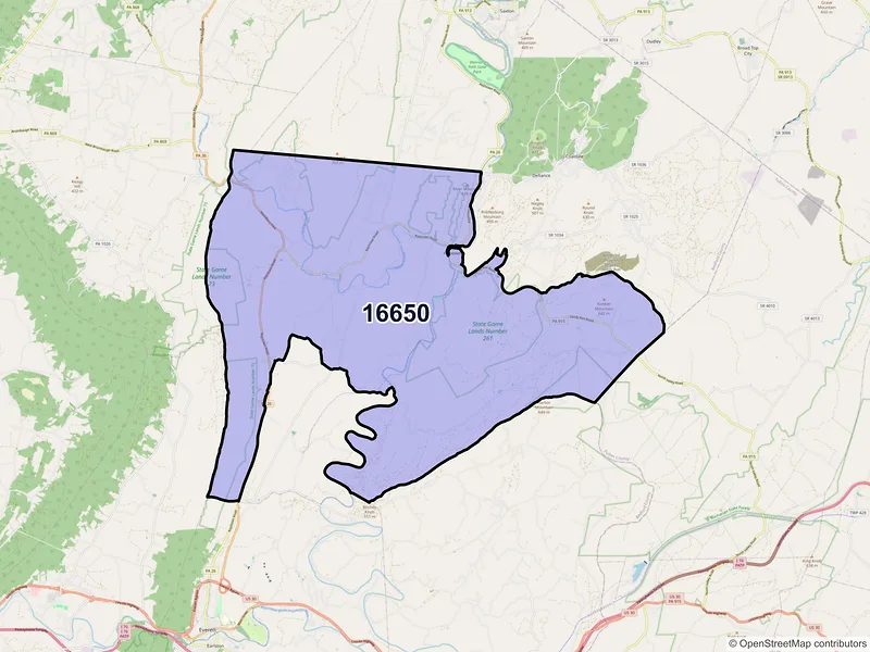 Map of ZIP Code 16650 — Hopewell, PA