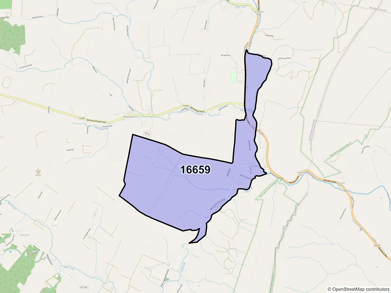 Map of ZIP Code 16659 — Loysburg, PA