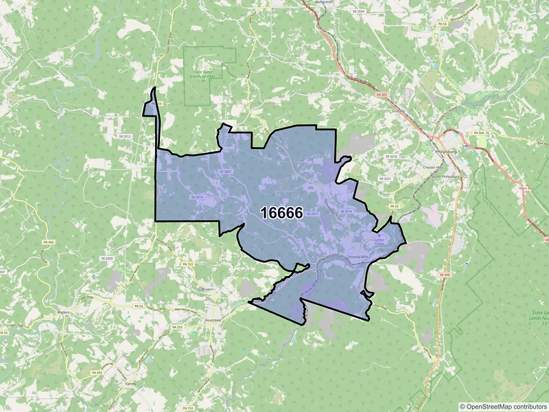 Map of ZIP Code 16666 — Osceola Mills, PA