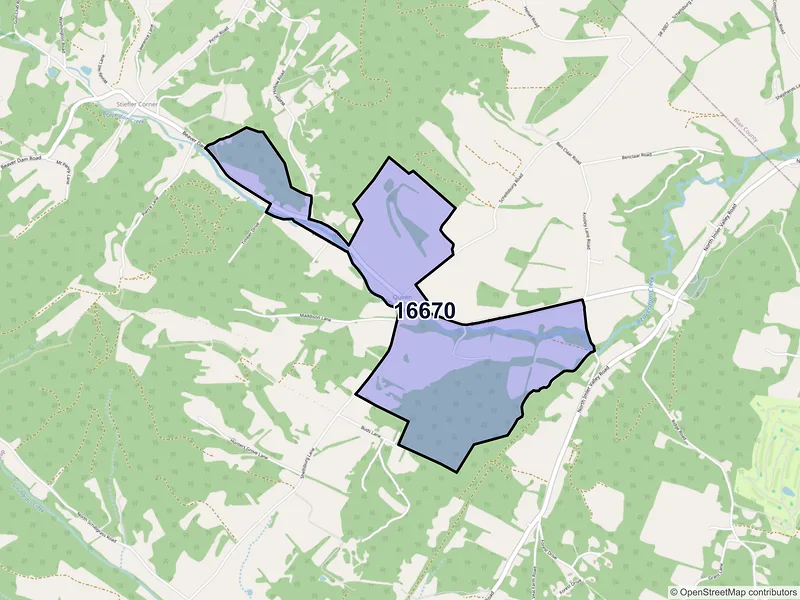 Map of ZIP Code 16670 — Queen, PA