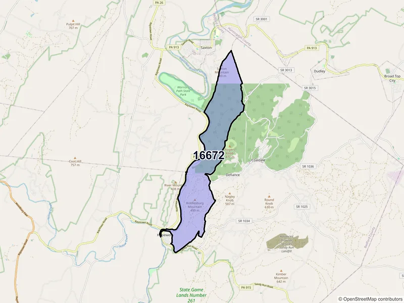 Map of Riddlesburg, Pennsylvania and ZIP codes