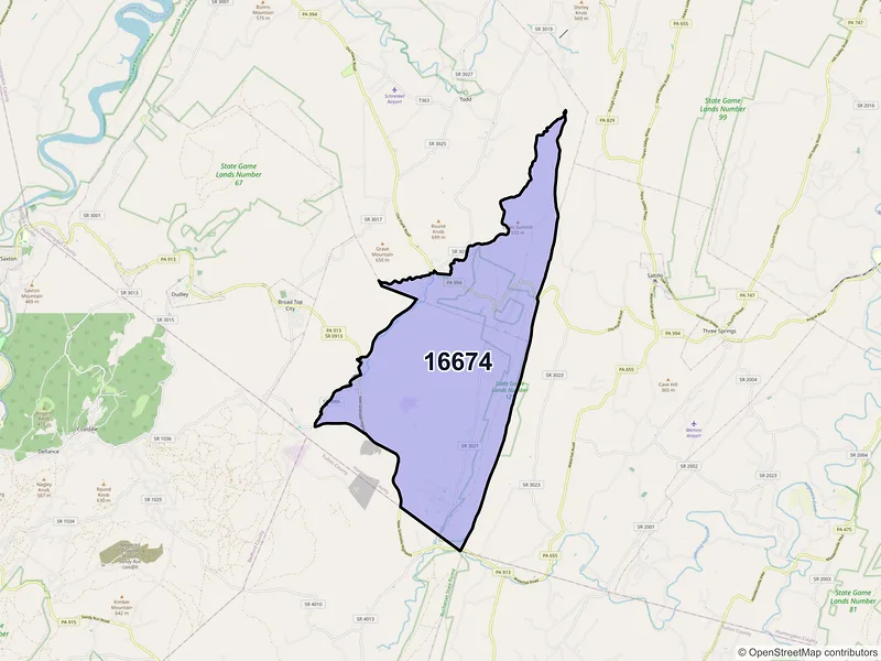 Map of ZIP Code 16674 — Robertsdale, PA