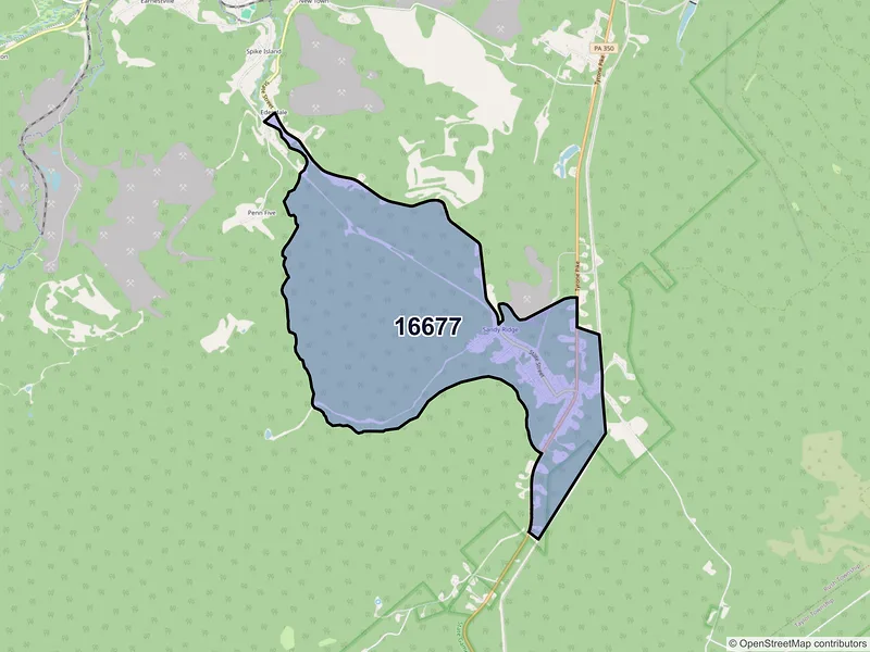 Map of Sandy Ridge, Pennsylvania and ZIP codes