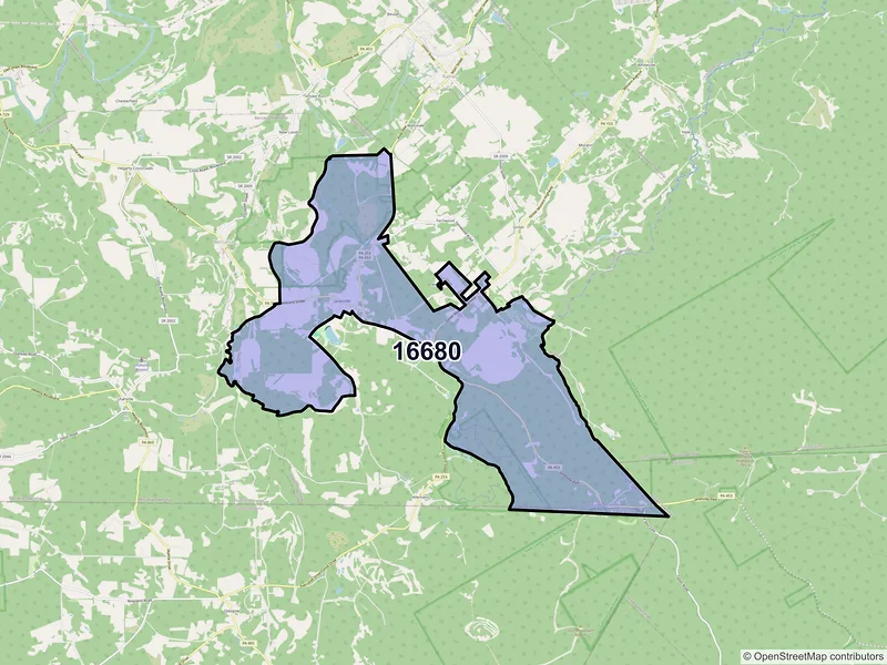 Map of ZIP Code 16680 — Smithmill, PA