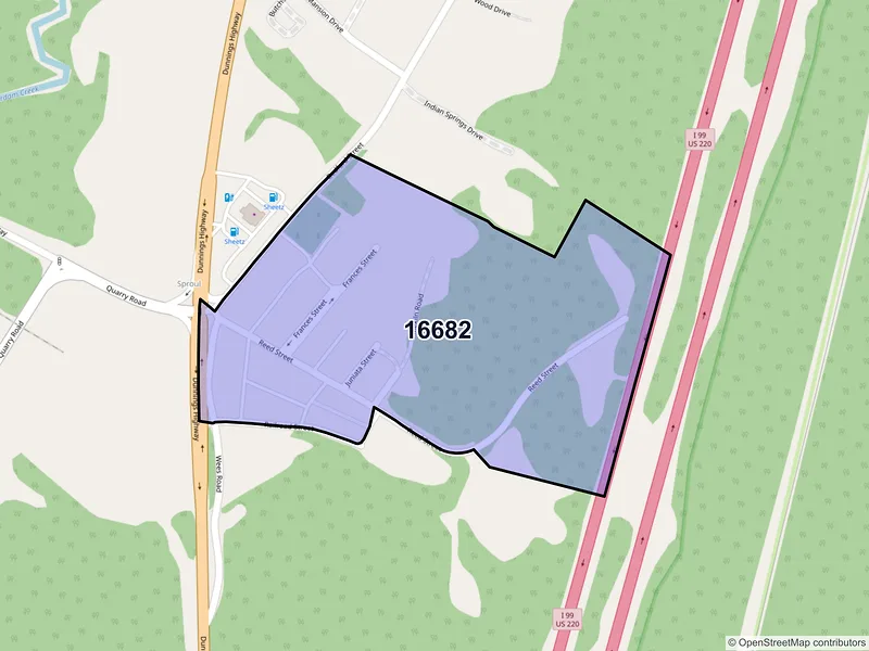Map of ZIP Code 16682 — Sproul, PA