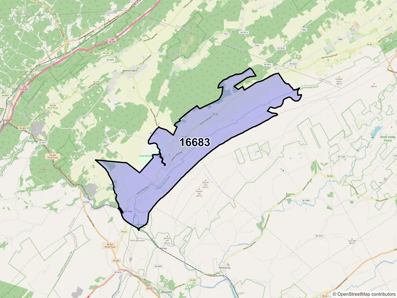 Map of Spruce Creek, Pennsylvania and ZIP codes