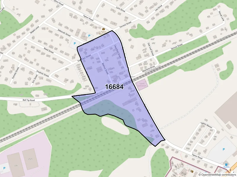 Map of Tipton, Pennsylvania and ZIP codes