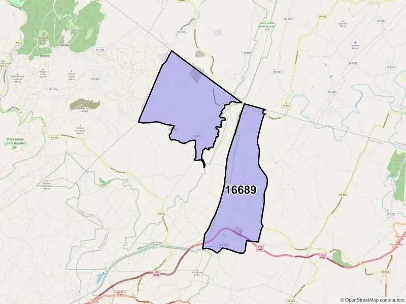 Map of Waterfall, Pennsylvania and ZIP codes