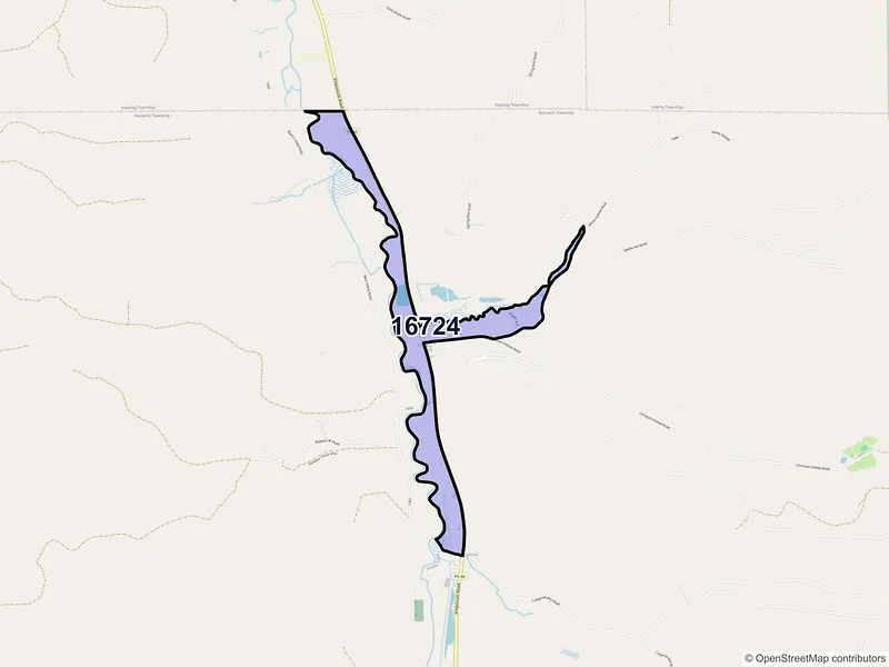 Map of Crosby, Pennsylvania and ZIP codes