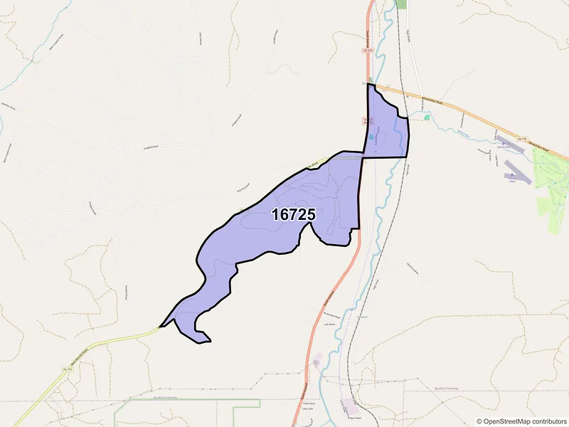 Map of Custer City, Pennsylvania and ZIP codes