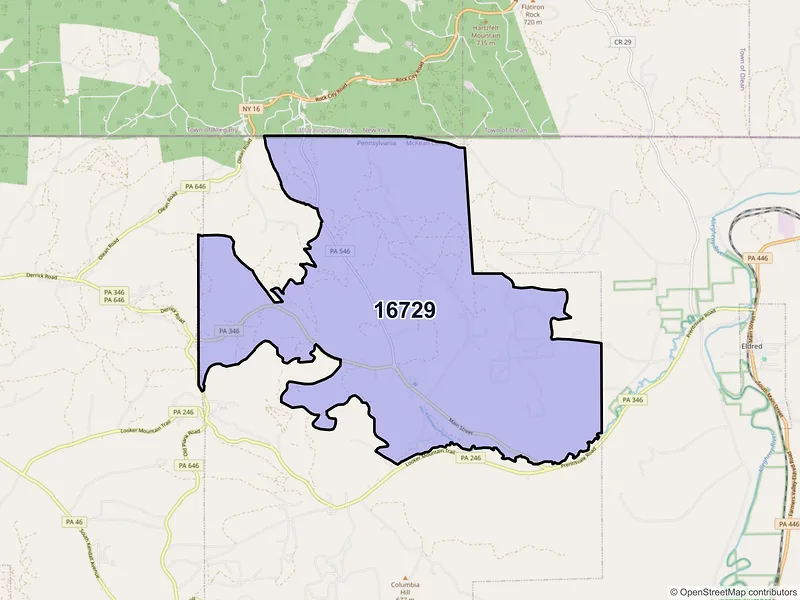 Map of ZIP Code 16729 — Duke Center, PA