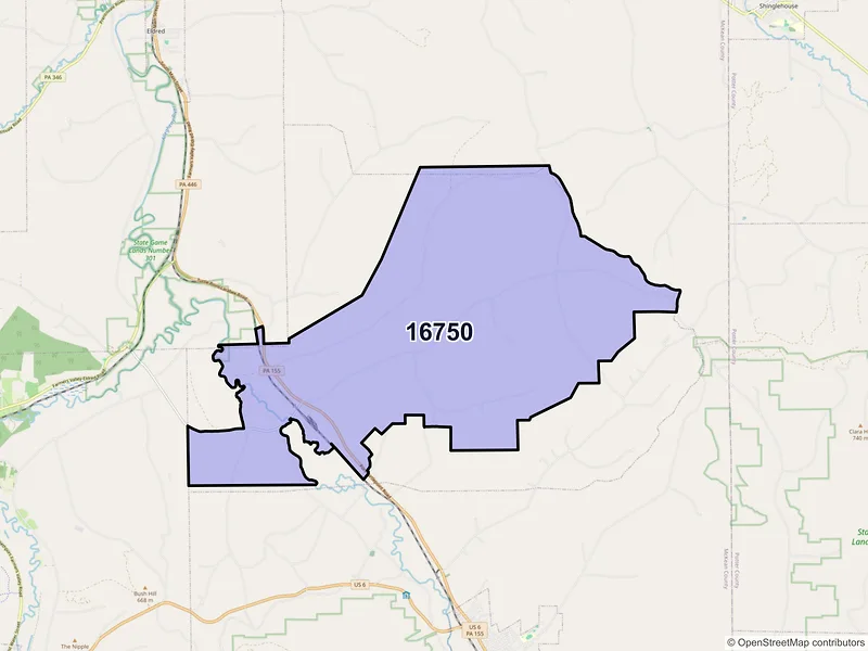 Map of Turtlepoint, Pennsylvania and ZIP codes