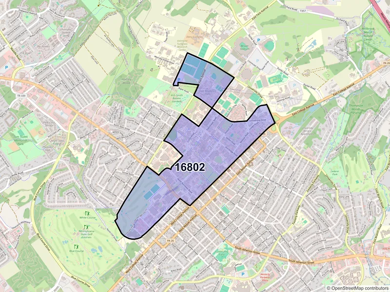 Map of ZIP Code 16802 — University Park, PA