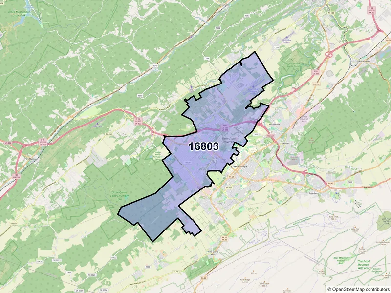 Map of ZIP Code 16803 — State College, PA