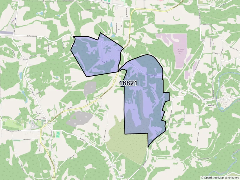 Map of ZIP Code 16821 — Allport, PA