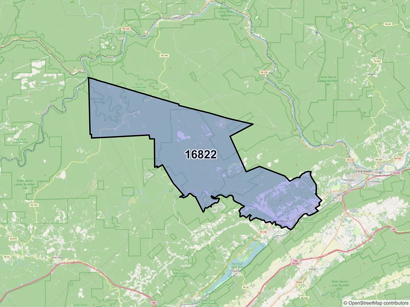 Map of ZIP Code 16822 — Beech Creek, PA