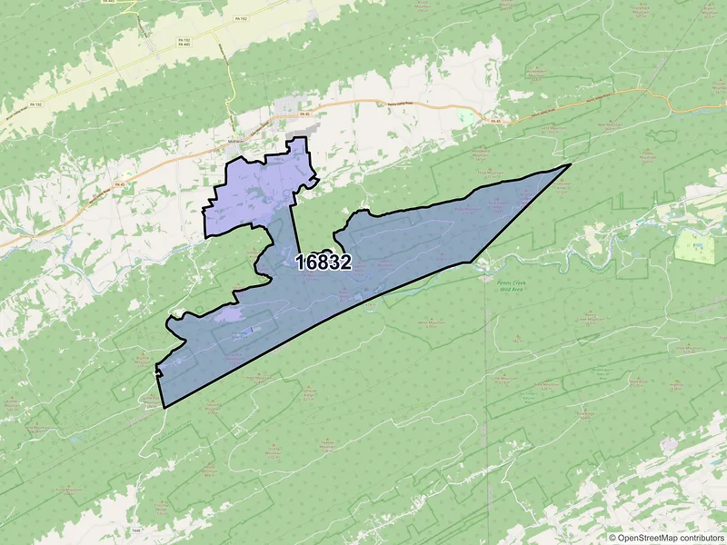 Map of ZIP Code 16832 — Coburn, PA